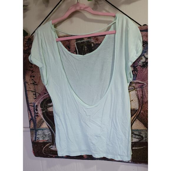 PINK Victoria’s Secret low back pale mint green short sleeved top - Picture 2 of 3